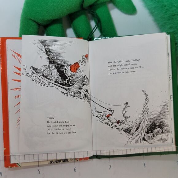 VTG Dr Seuss The GRINCH Plush 1997 Macys Christmas Stuffed Animal Large Book - Picture 7 of 14